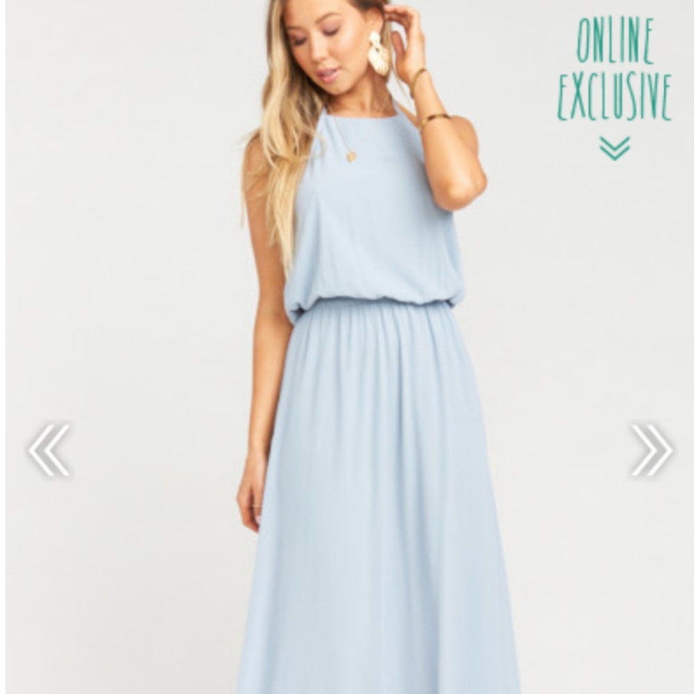SMYM Heather Halter Steel Blue Bridesmaid Gown
